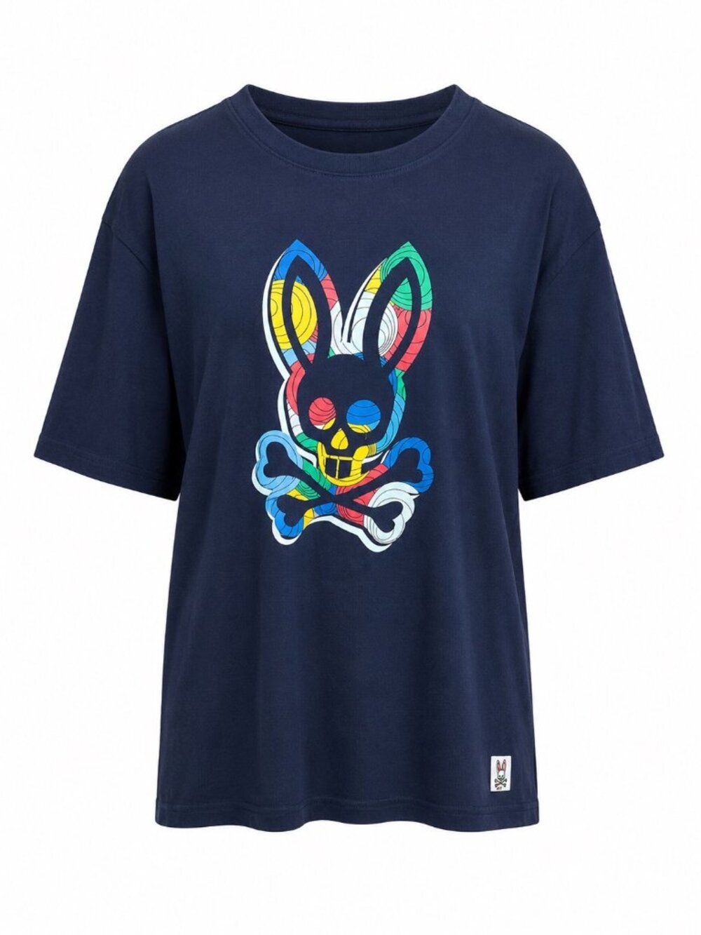 Psycho Bunny Mens Navy Graphic Tee With Vibrant Skull Bunny Design Pima Cotton